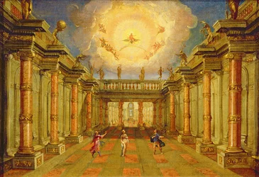 Act II, scene X: the courtyard of the King of Naxos
